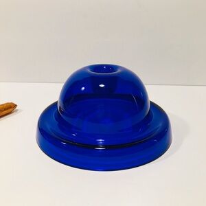 Vintage Cobalt Blue Handblown Glass Candlestick Holder 6”